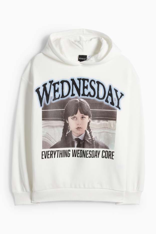 Děti - dívky - Wednesday - mikina s kapucí - bílá