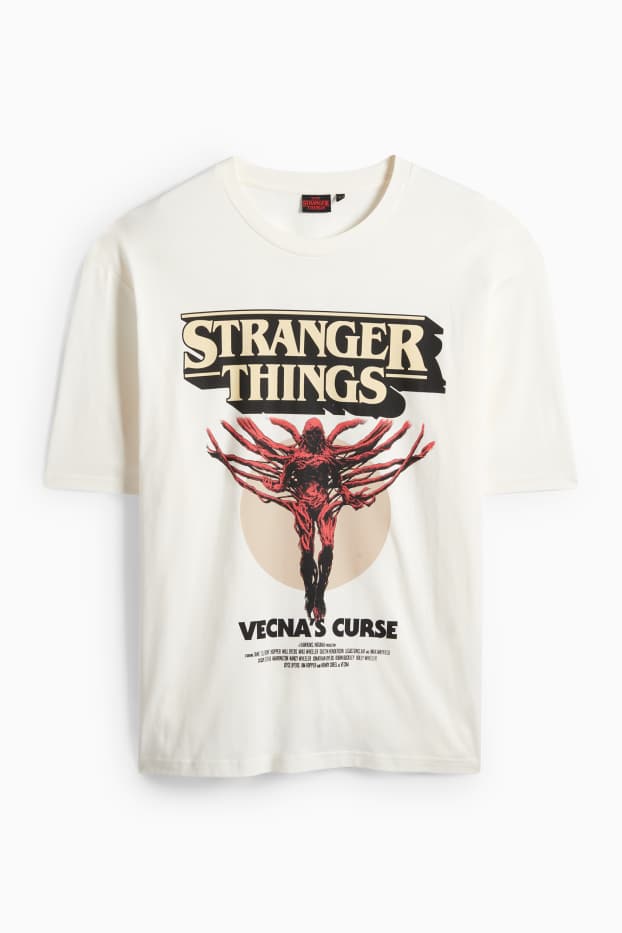 Bărbați - Tricou - supradimensionat - Stranger Things - alb-crem