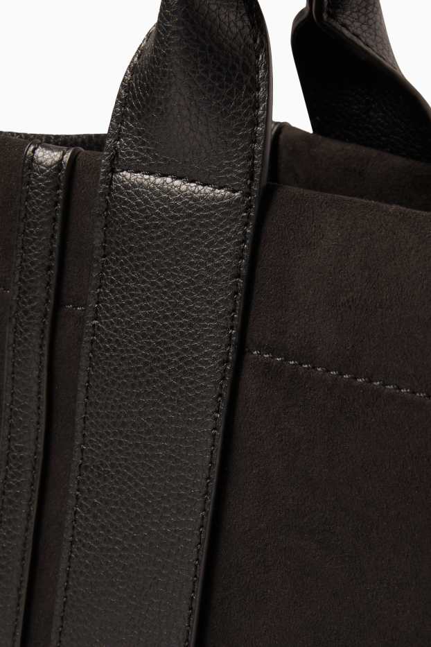 Femmes - Petit cabas à bandoulière amovible - synthétique - noir