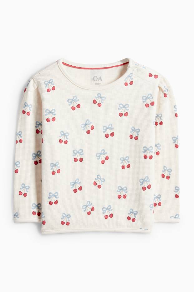 Miminka - dívky - Třešně - mikina pro miminka - strukturovaná - krémově bílá