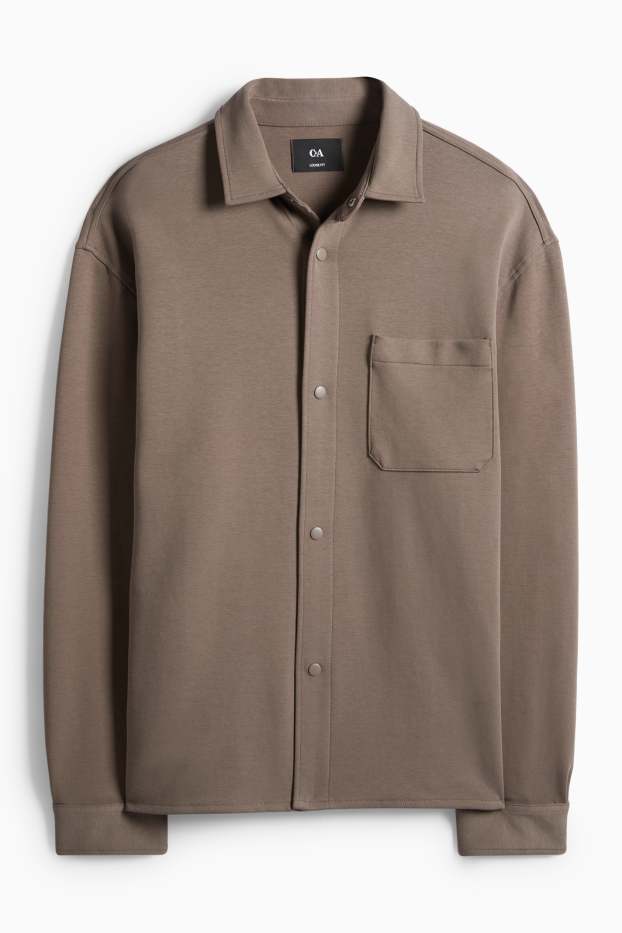 Pánské - Košilová bunda - relaxed fit - světle hnědá