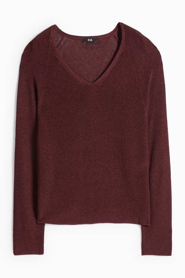 Dona - Jersei amb el coll en punta - bordeus