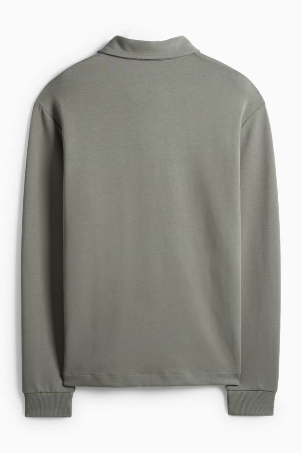 Heren - Poloshirt met lange mouwen - regular fit - kaki