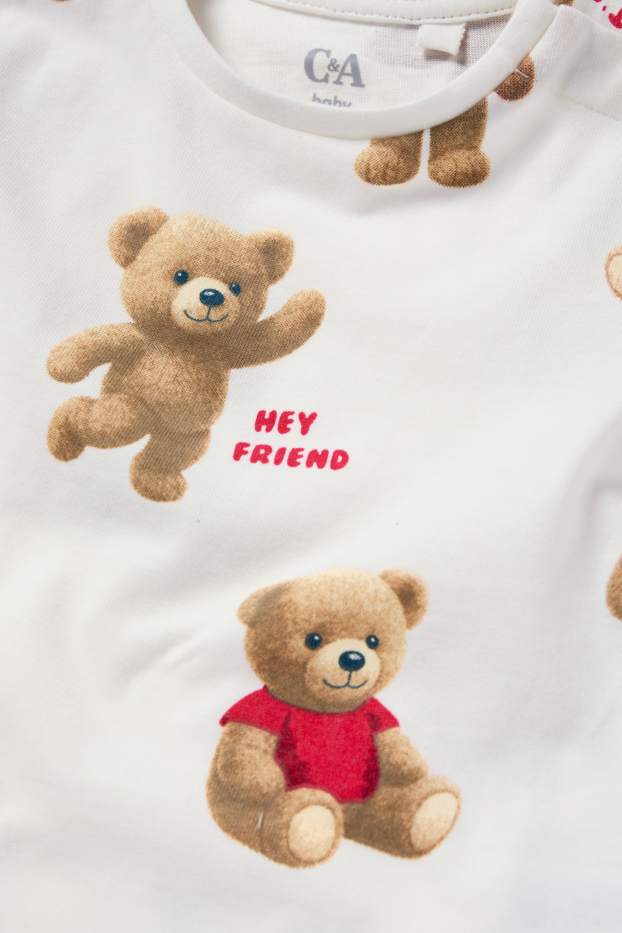 Baby: jongens - Teddybeer - babylongsleeve - wit