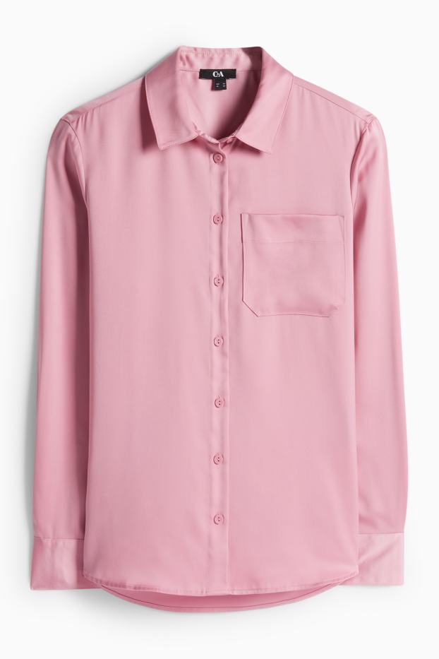 Dámské - Saténová halenka - tmavě růžová