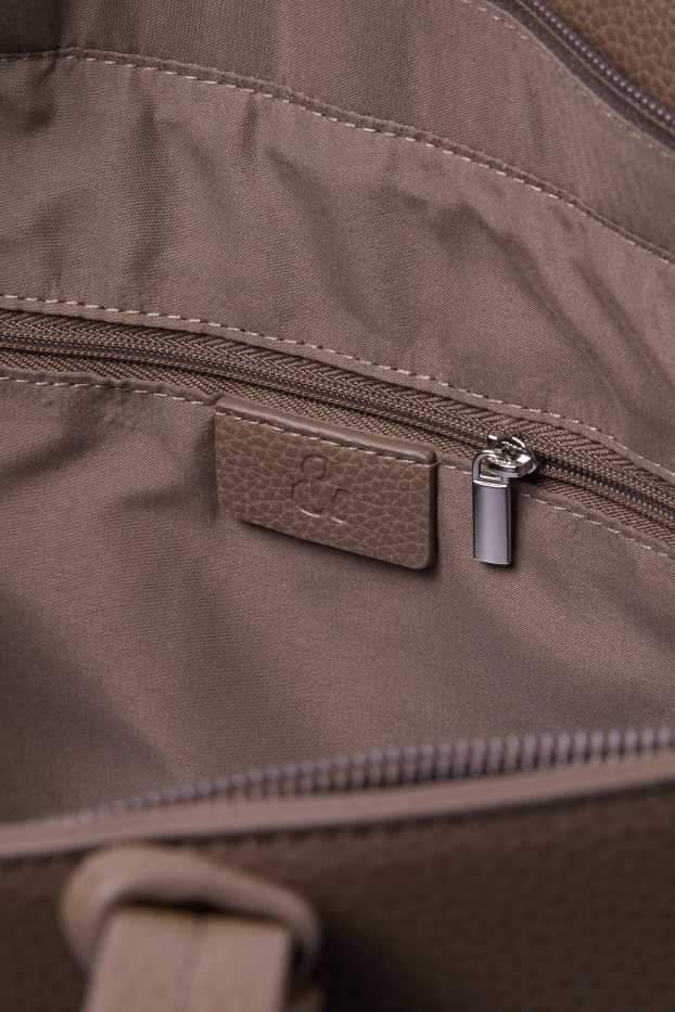 Damen - Großer Shopper - Lederimitat - hellbraun