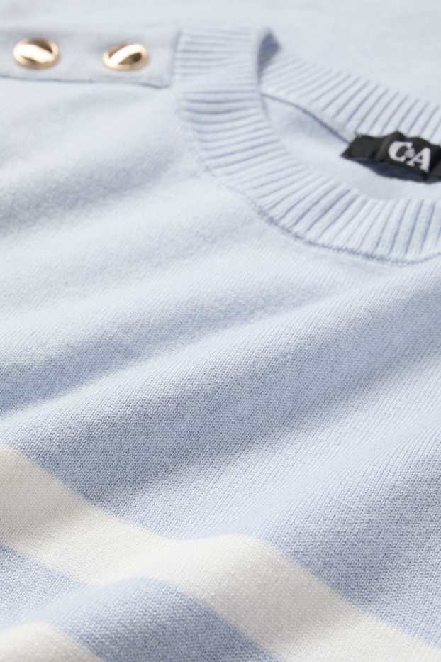 Women - Jumper - striped - white / light blue