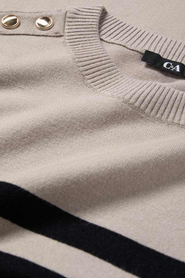 Femei - Pulover - cu dungi - negru / nej