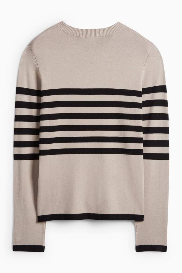 Femei - Pulover - cu dungi - negru / nej