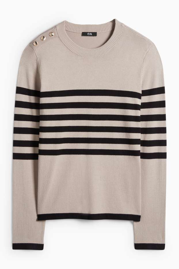 Femei - Pulover - cu dungi - negru / nej