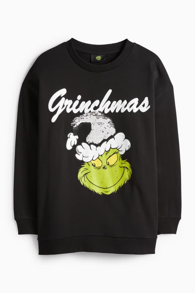 Femmes - Sweat de Noël - finition brillante - Le Grinch - bleu clair