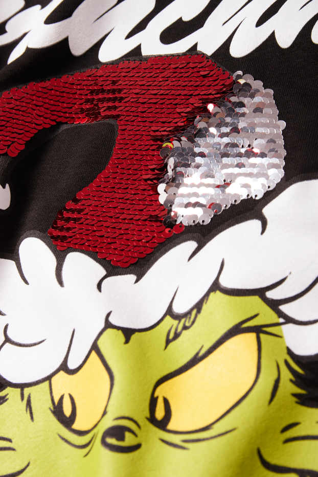 Femmes - Sweat de Noël - finition brillante - Le Grinch - bleu clair