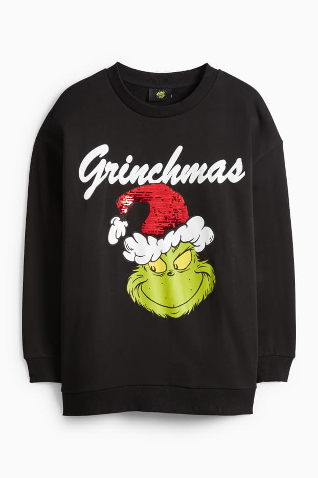 Femmes - Sweat de Noël - finition brillante - Le Grinch - bleu clair