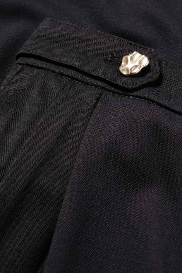 Dámské - Žerzejové kalhoty - high waist - barrel leg - černá