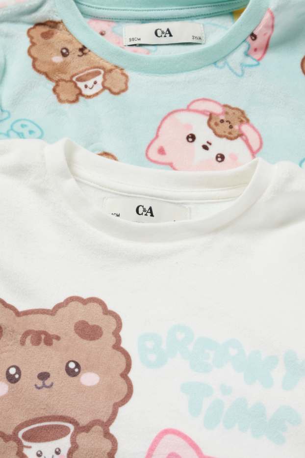 Děti - dívky - Multipack 2 ks - kawaii - zimní pyžamo - 4 díly - mátově zelená