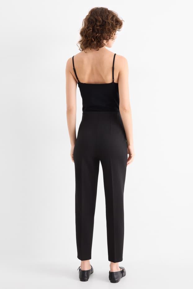 Femei - Pantaloni de stofă - talie înaltă - slim fit - negru