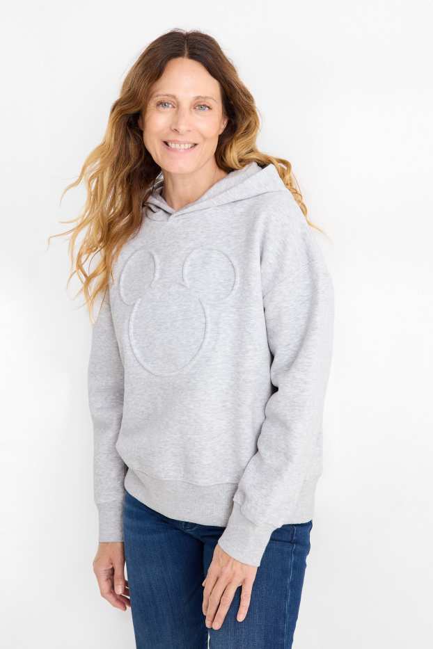Dames - Hoodie - Mickey Mouse - licht grijs-mix