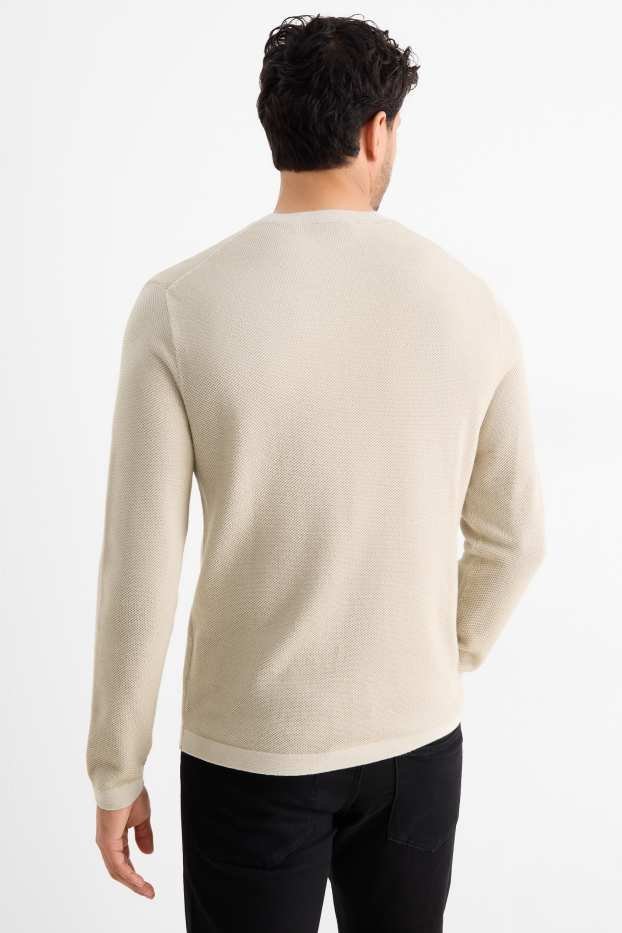 Herren - Pullover - strukturiert - hellbeige