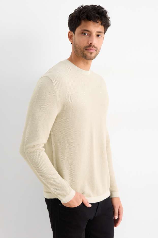 Herren - Pullover - strukturiert - hellbeige