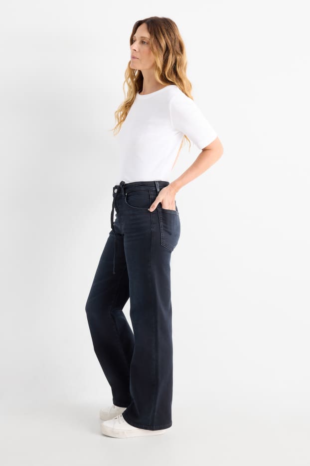 Dona - Texans wide leg - mid waist - LYCRA® - texà blau fosc