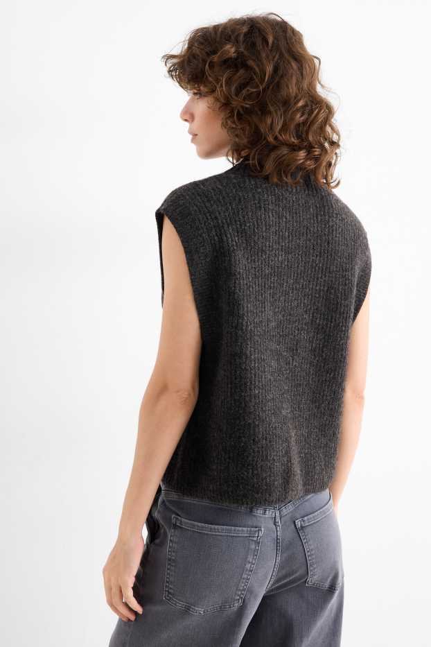 Femmes - Pullover sans manches - noir chiné