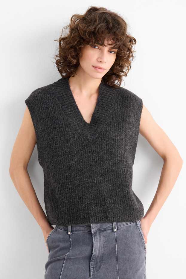 Femmes - Pullover sans manches - noir chiné