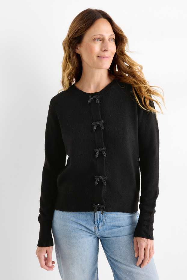 Damen - Strickjacke - schwarz