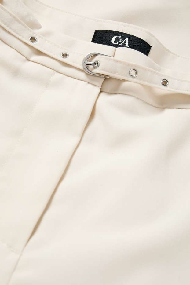 Dona - Pantalons de tela amb cinturó - high waist - wide leg - beix clar