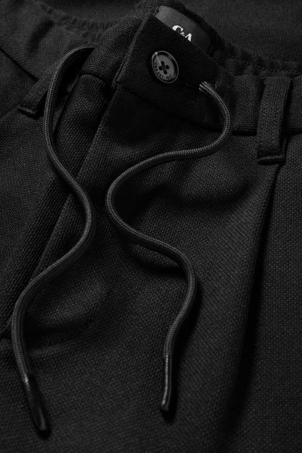 Pánské - Kalhoty chino - tapered fit - strukturované - černá