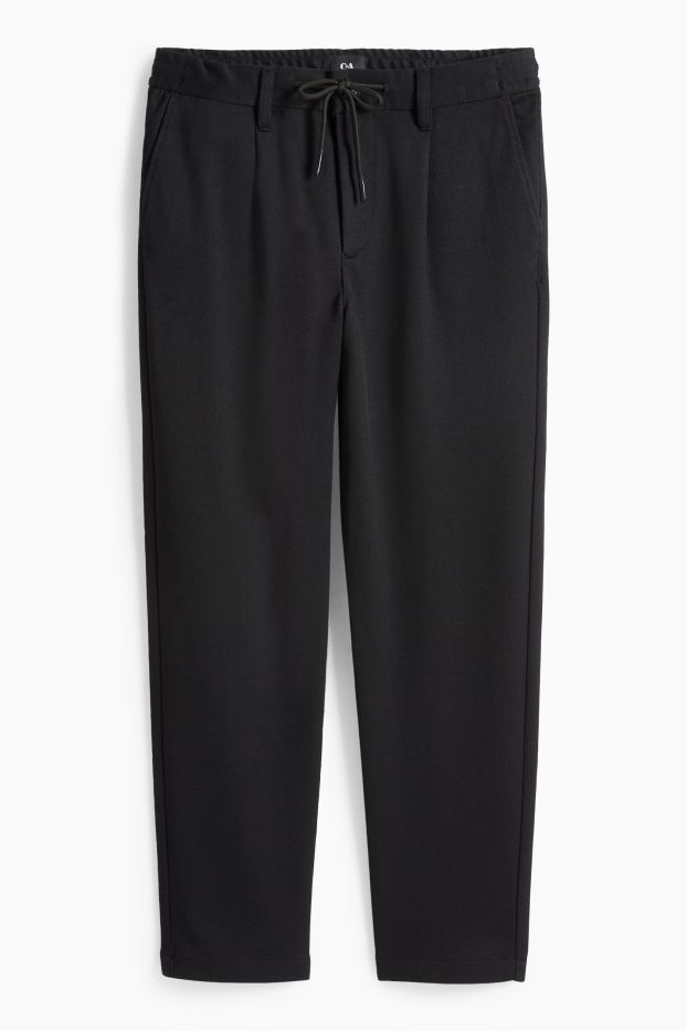 Pánské - Kalhoty chino - tapered fit - strukturované - černá