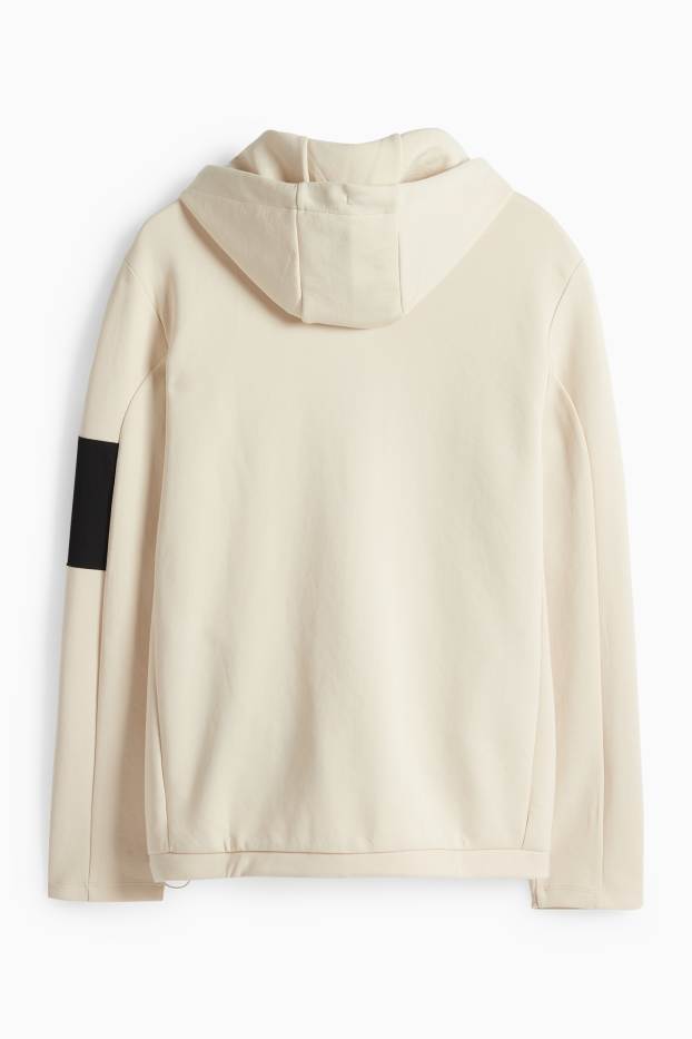 Pánské - Tepláková bunda s kapucí - světle béžová