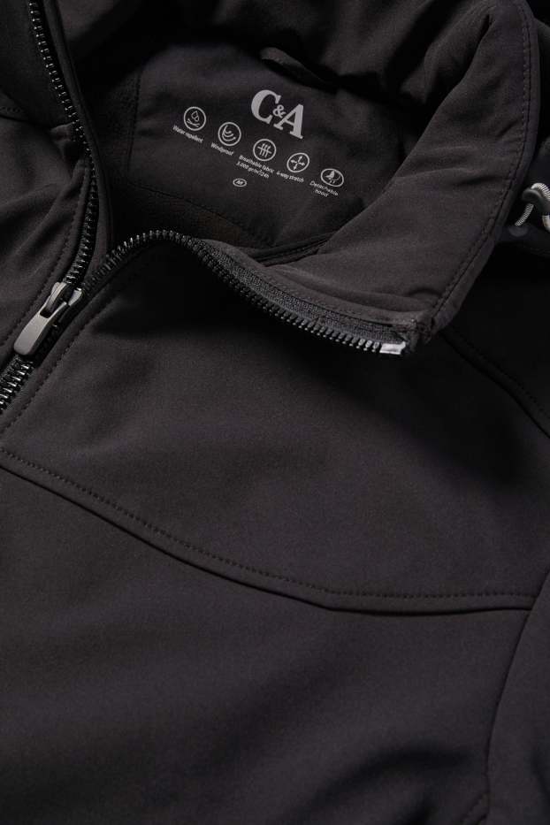 Hommes - Veste à coquille souple avec capuche - déperlante - noir