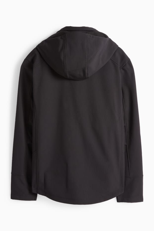 Hommes - Veste à coquille souple avec capuche - déperlante - noir