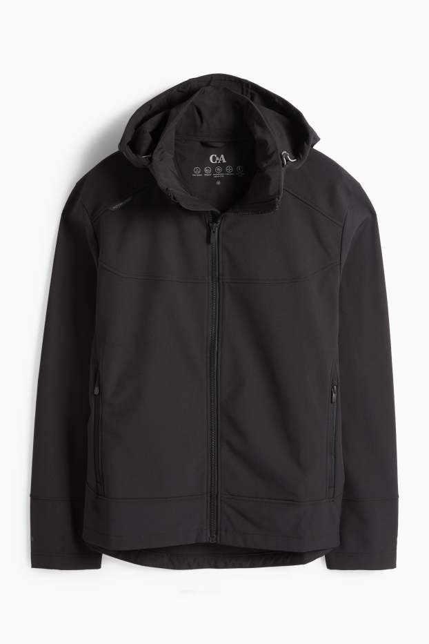 Hommes - Veste à coquille souple avec capuche - déperlante - noir