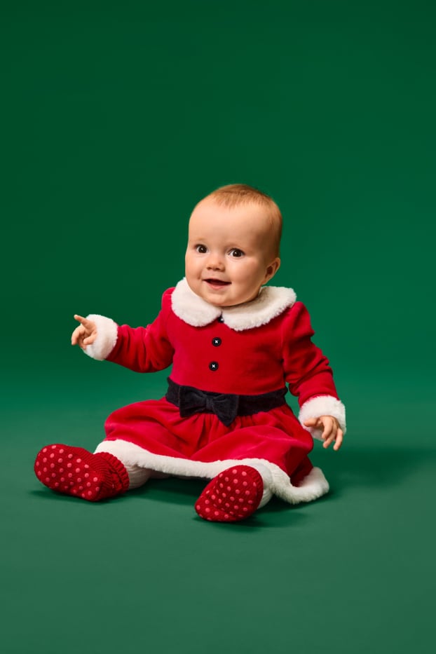 Miminka - dívky - Vánoční šaty pro miminka - červená