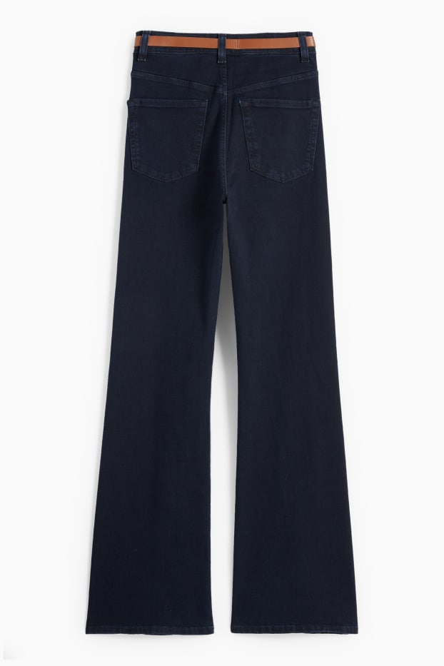 Donna - Jeans svasati con cintura - vita alta - LYCRA® - jeans blu scuro