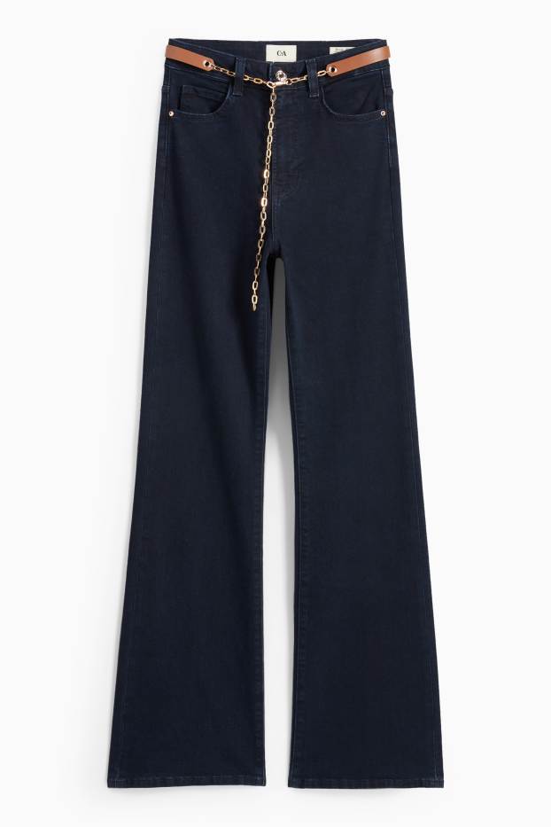 Donna - Jeans svasati con cintura - vita alta - LYCRA® - jeans blu scuro