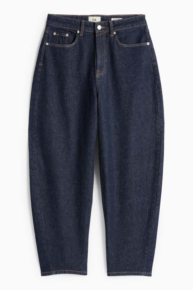 Dámské - Barrel jeans - high waist - džíny - tmavomodré