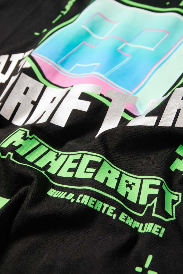 Enfants garçons - Minecraft - T-shirt - finition brillante - noir