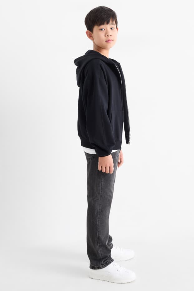 Děti - chlapci - Relaxed jeans - extra úzký pas - džíny - tmavošedé