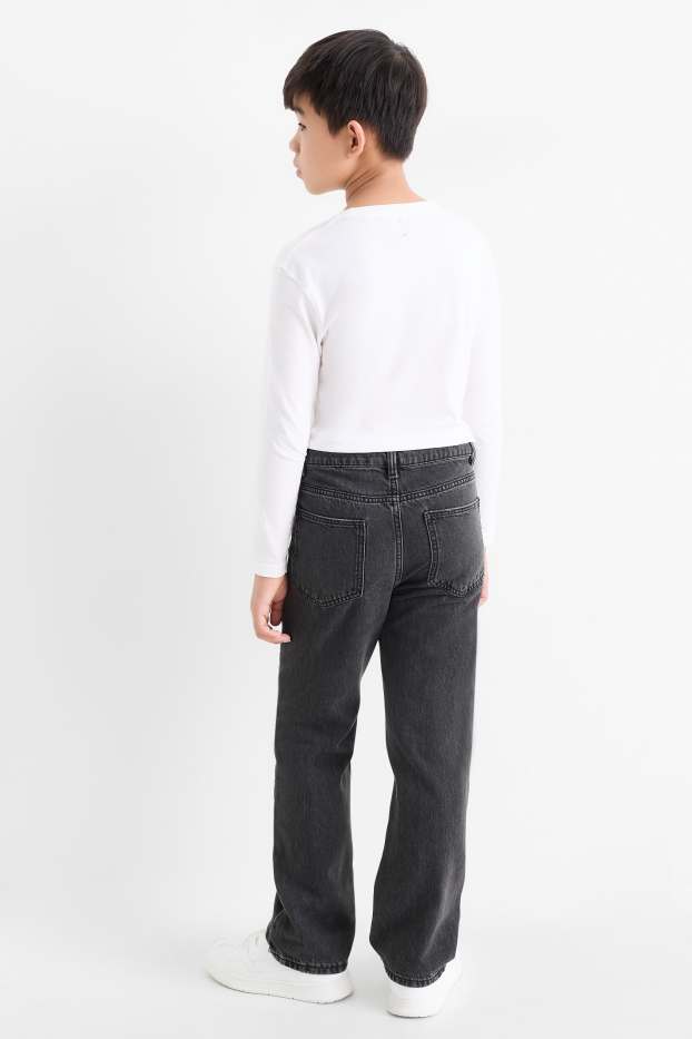 Děti - chlapci - Relaxed jeans - extra úzký pas - džíny - tmavošedé