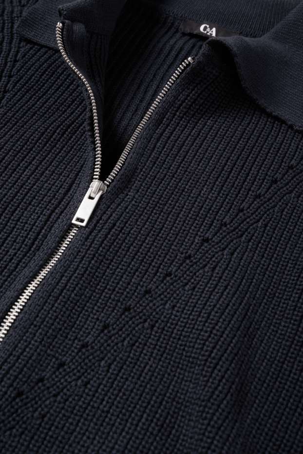 Dona - Jaqueta de punt - acanalada - blau fosc