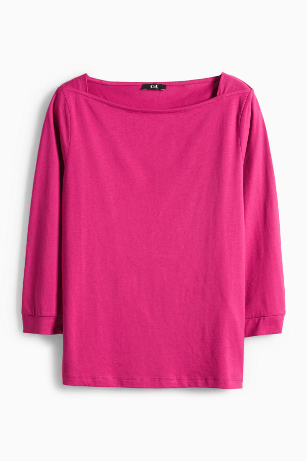 Femei - Tricou cu mânecă lungă basic - regular fit - roz