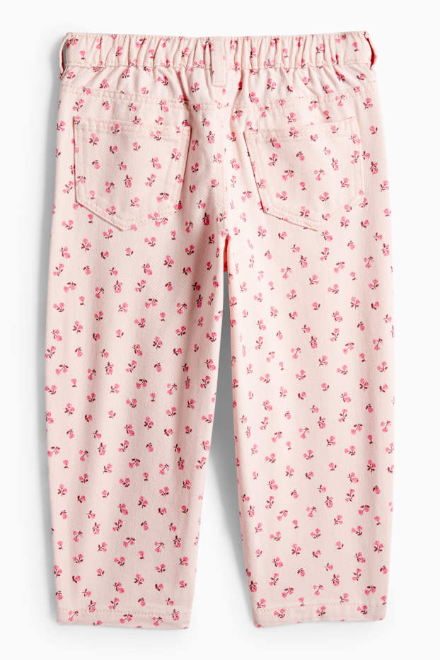 Děti - dívky - Květiny - plátěné kalhoty - růžová