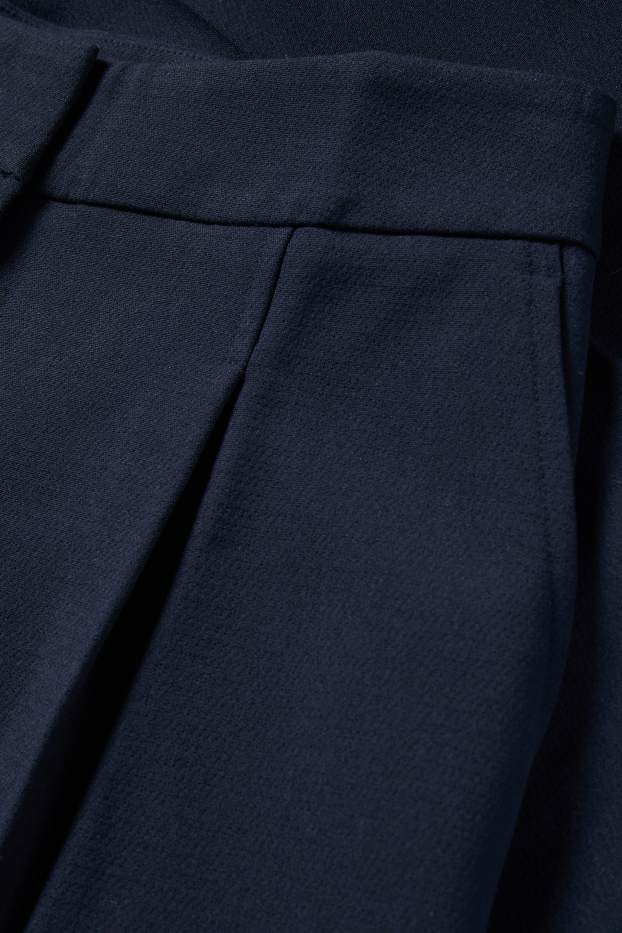 Dámské - Business kalhoty - high waist - wide leg - tmavomodrá