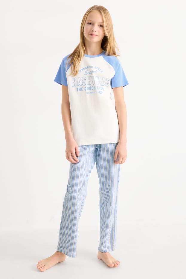 Děti - dívky - Nashville - pyžamo - 2dílné - bílá / světle modrá