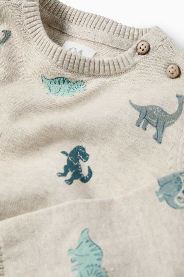 Neonati - Dinosauro - maglione per neonati - beige chiaro