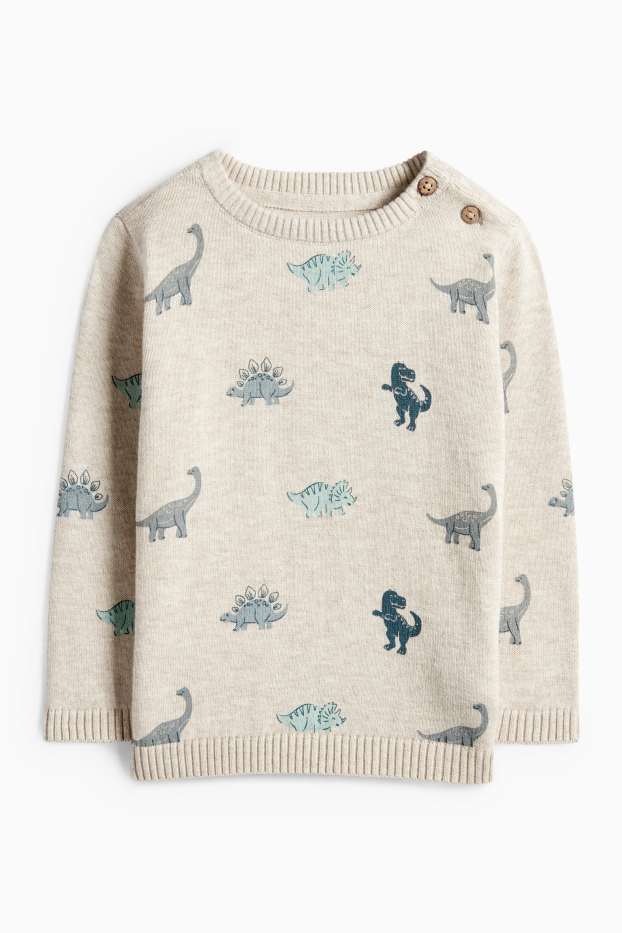 Neonati - Dinosauro - maglione per neonati - beige chiaro