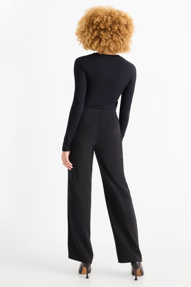 Dámské - Business kalhoty - mid waist - regular fit - černá