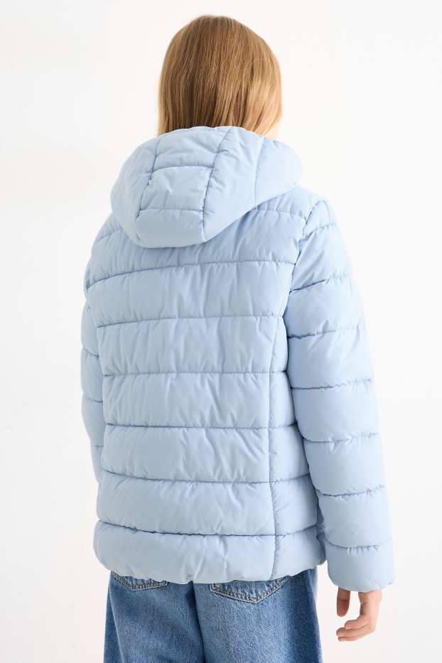 Enfants filles - Doudoune à capuche - finition déperlante - bleu clair